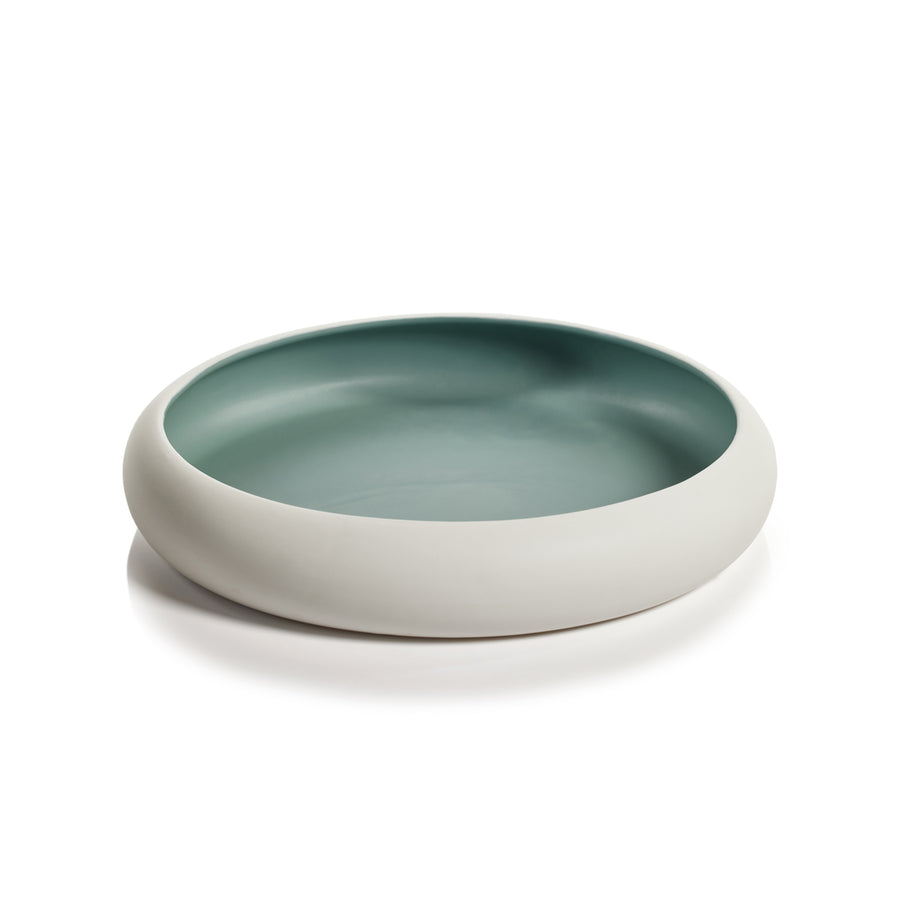 Delano Serving Platter - White w/Matte Aqua Glaze