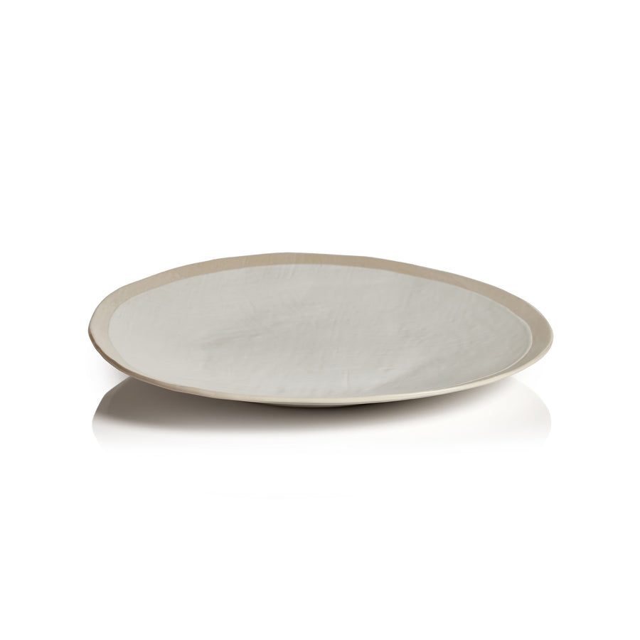 Organic Ceramic Linen Textured Platter - Matte White