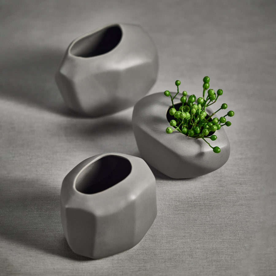 Rock Ceramic Vase - Matte Gray
