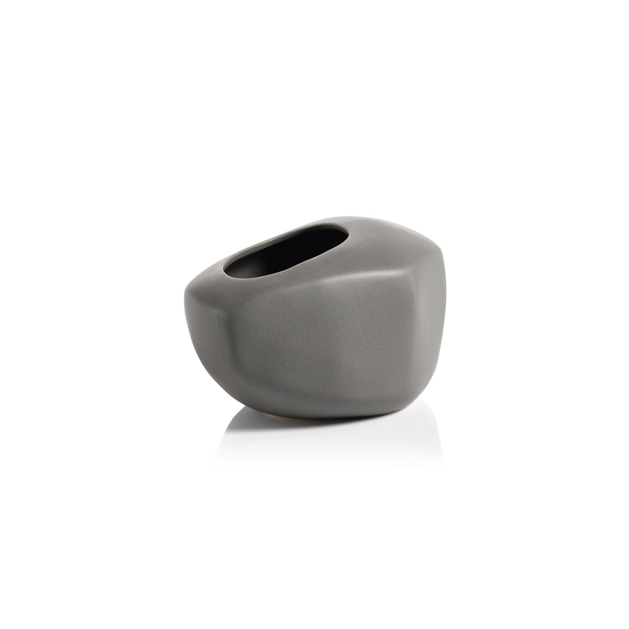 Rock Ceramic Vase - Matte Gray