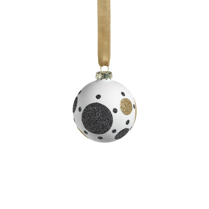 White Glass Ornament with Black & Gold Pattern - Ornaments by Carlyle Avenue