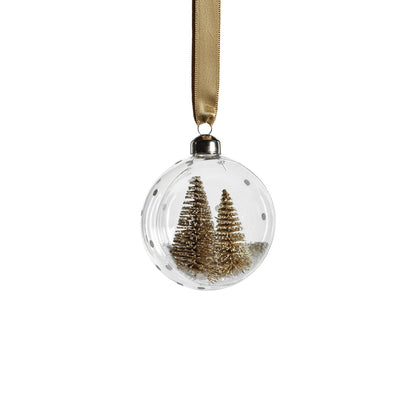 Clear Glass Ornament with Pine Trees - Gold (single) - Ornaments by Carlyle Avenue