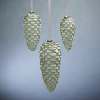 Pine Cone Glass Ornament with Glitter - Green - Holiday Ornaments by Carlyle Avenue