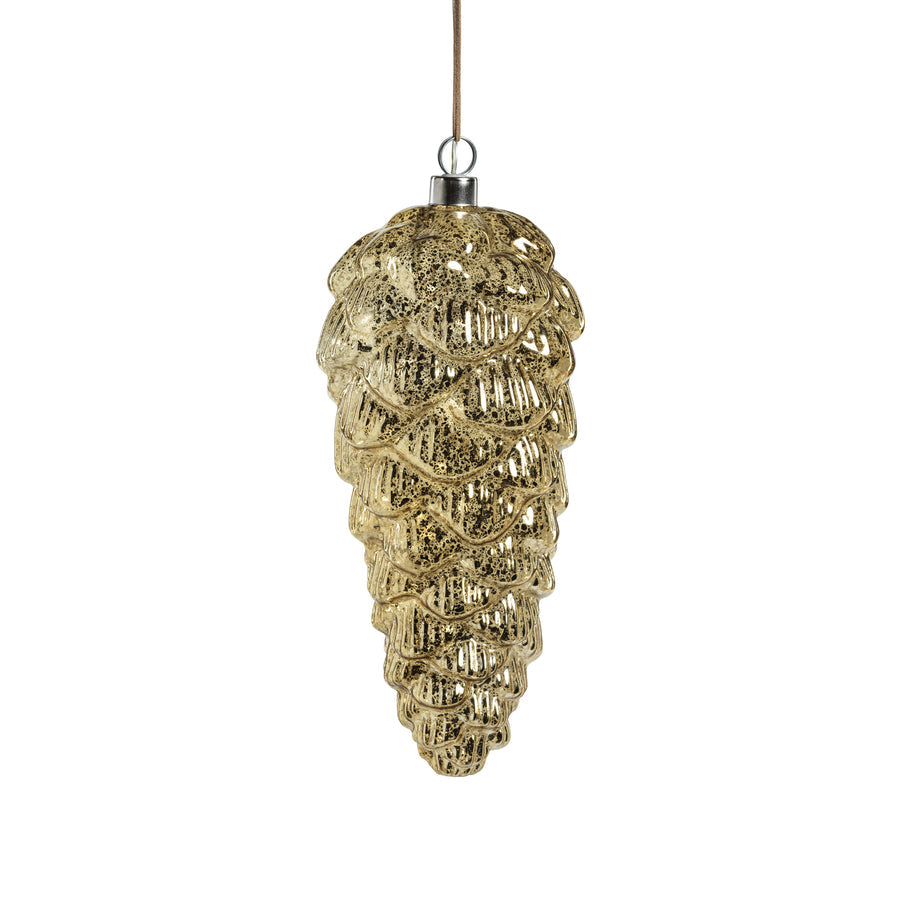 LED Decorative Glass Pine Cone - Antique Gold