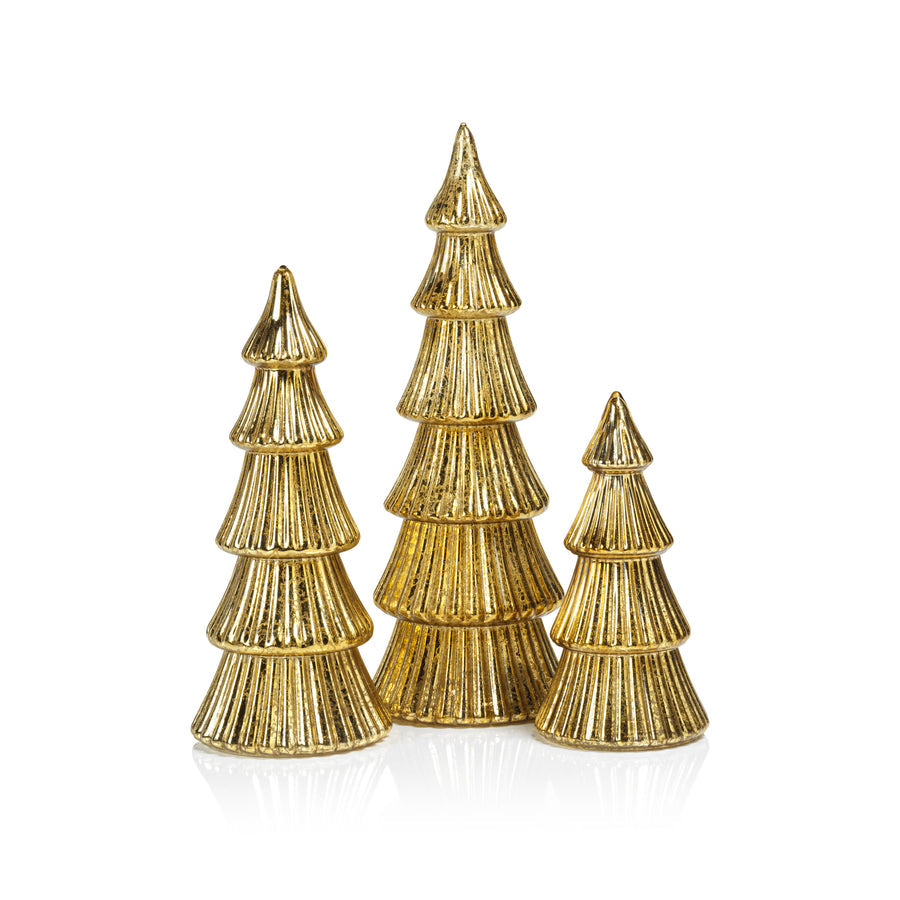 LED Ribbed Antique Tree - Gold