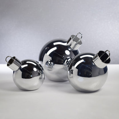 LED Metallic Glass Oversized Ornament Ball - Silver - Holiday Ornaments by Carlyle Avenue