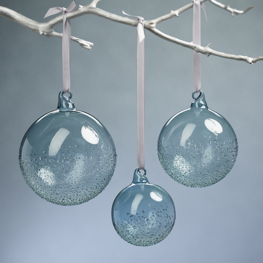 Winter Blue with Sugar Trim Glass Ornament
