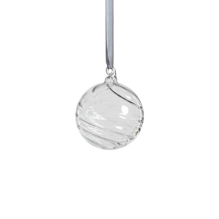 Swirl Blown Glass Ornament - Clear