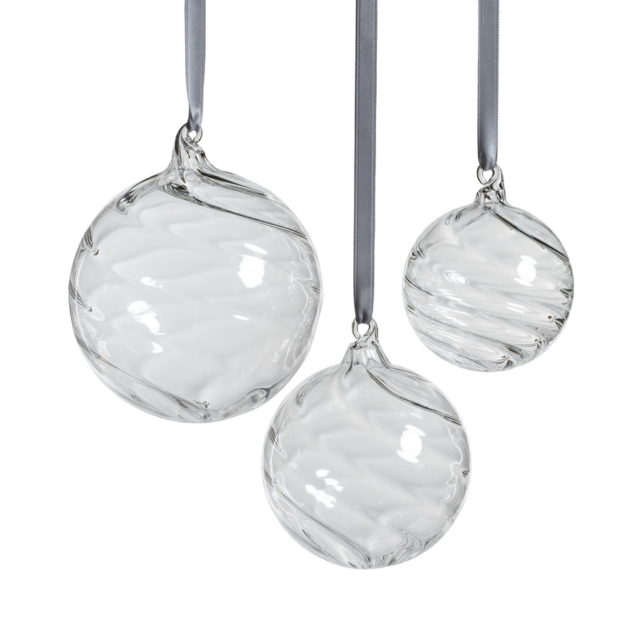 Swirl Blown Glass Ornament - Clear