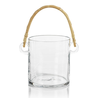 Byblos Glass Ice Bucket/Cooler w/Rattan Handle - Ice Bucket by Carlyle Avenue