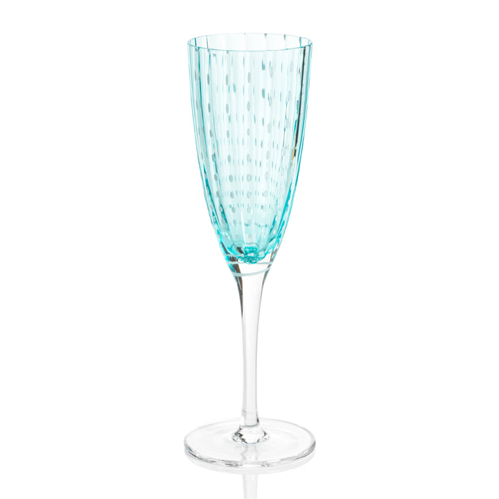 Portofino White Dot Glassware - Aqua Blue - Drinkware by Carlyle Avenue