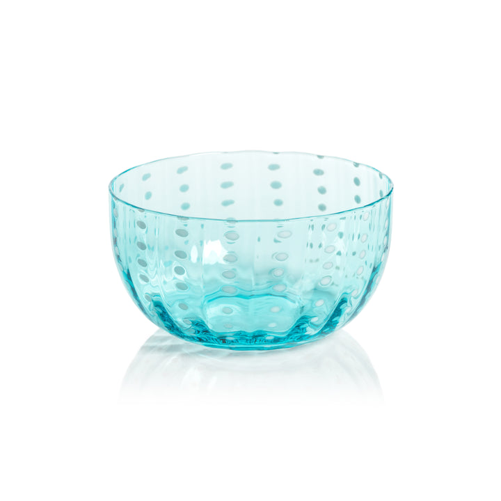 Portofino White Dot Glassware - Aqua Blue