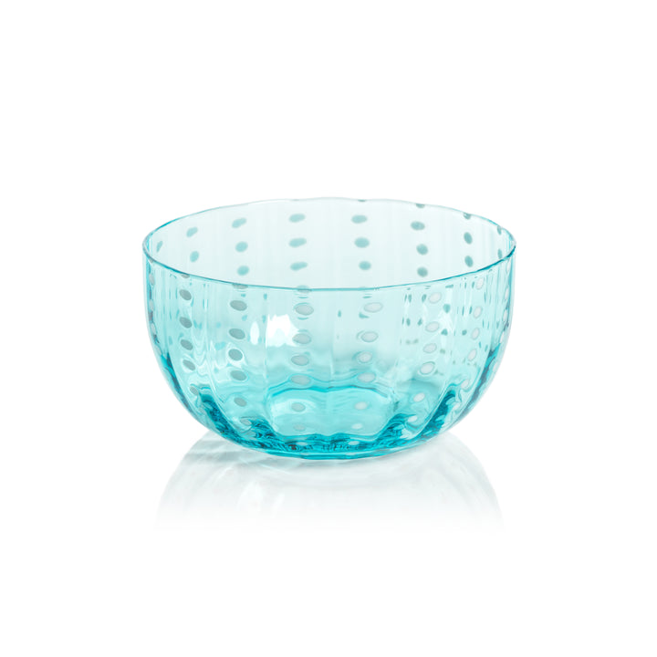 Portofino White Dot Glassware - Aqua Blue - Drinkware by Carlyle Avenue