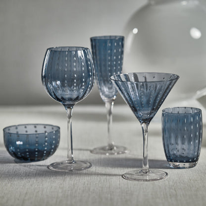 Portofino White Dot Glassware - Navy Blue - Drinkware by Carlyle Avenue
