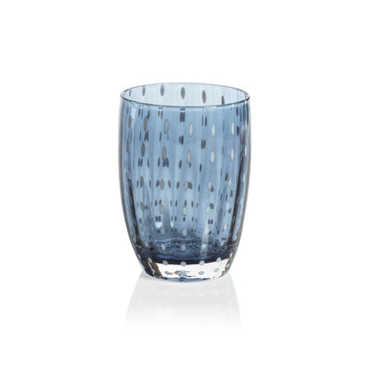 Portofino White Dot Glassware - Navy Blue - Drinkware by Carlyle Avenue
