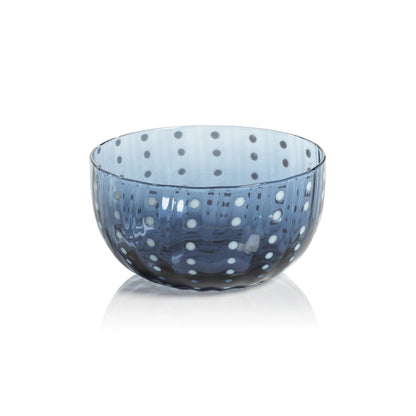 Portofino White Dot Glassware - Navy Blue - Drinkware by Carlyle Avenue