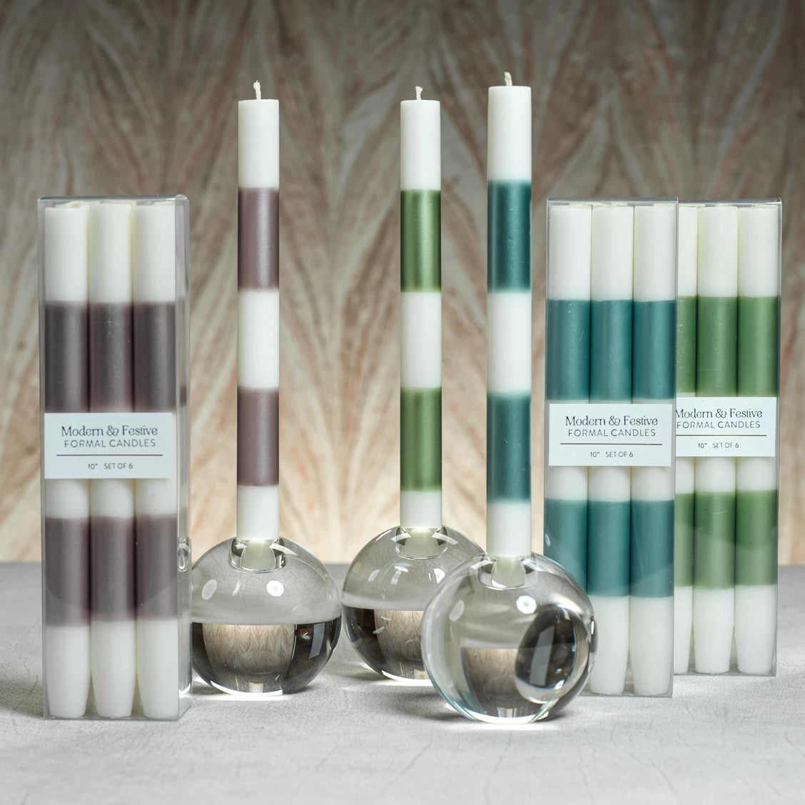 Modern & Festive Metallic Formal Taper Candles - Box of 6 - CARLYLE AVENUE