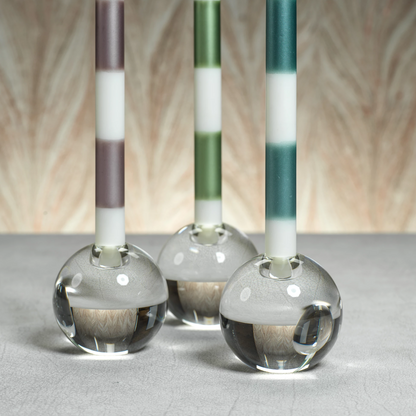 Round Crystal Glass Taper Holder - Candle Holders by Carlyle Avenue