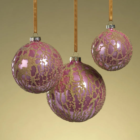 Pink Ball Ornament w/ Abstract Gold Beads - CARLYLE AVENUE