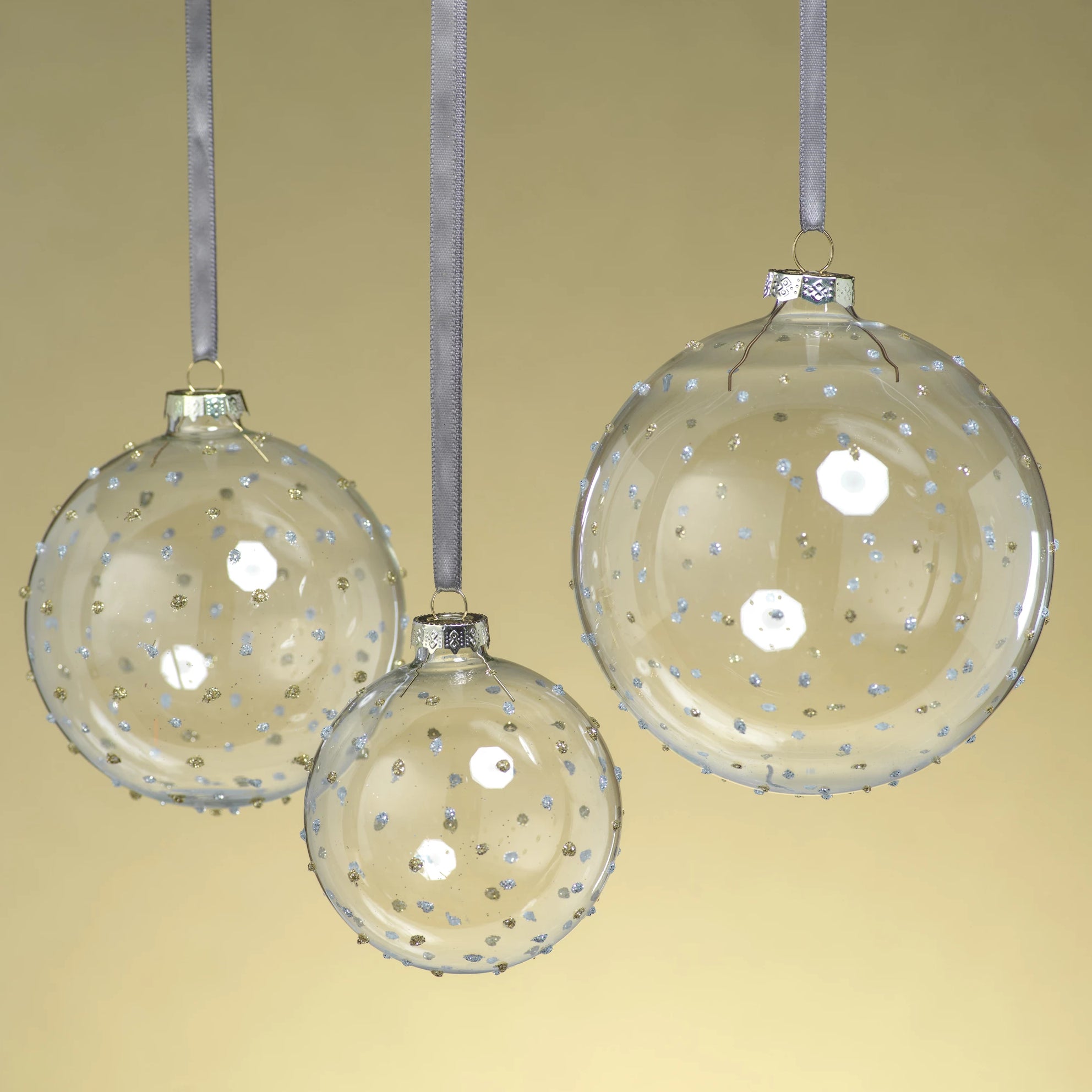 Clear Ball Ornament w/ Silver and Gold Glitter Dots - CARLYLE AVENUE