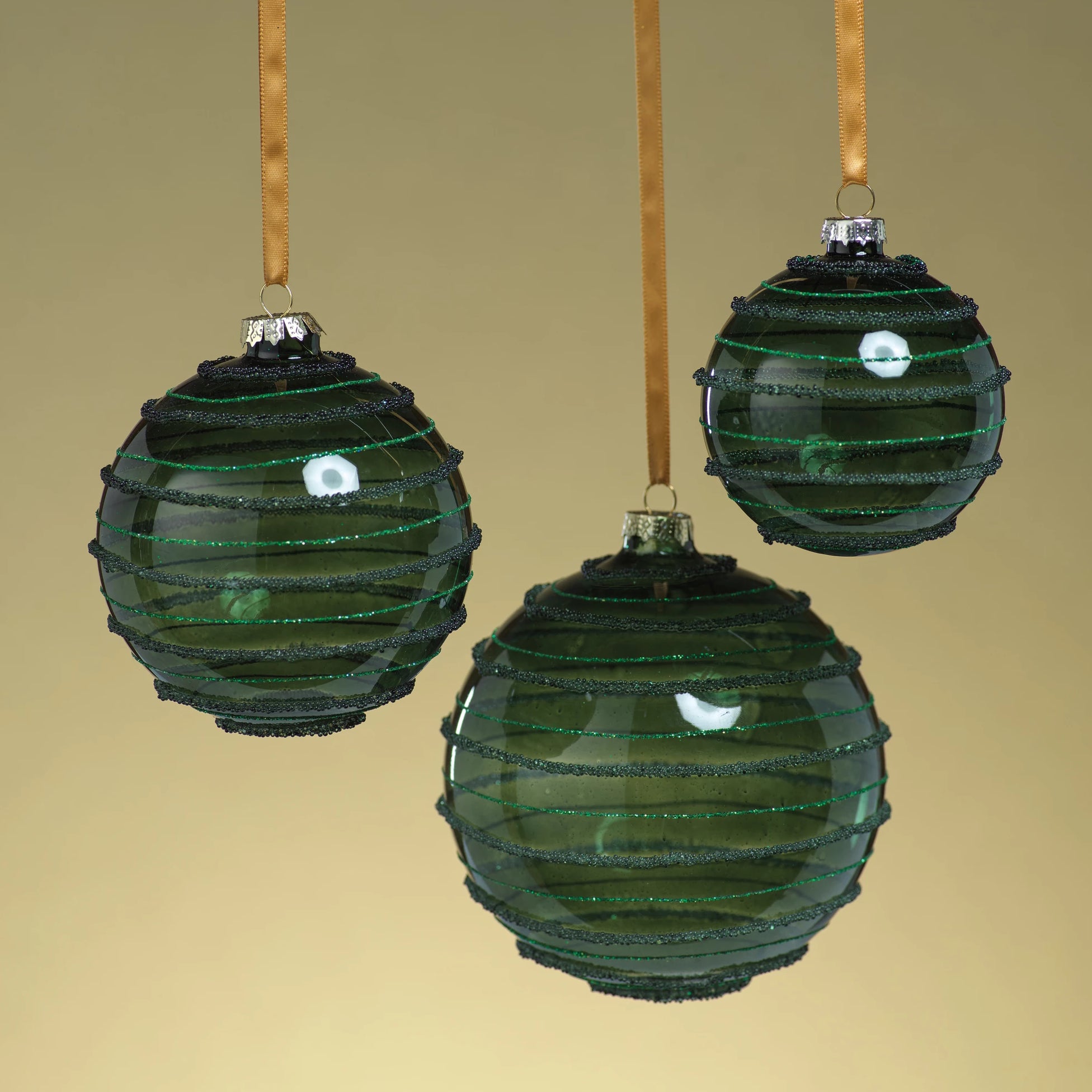 Green Striped Beaded Ornament - CARLYLE AVENUE