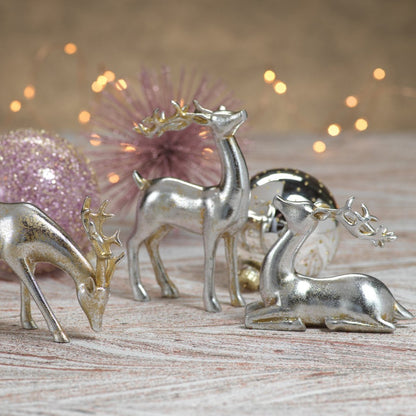 Decorative Silver Reindeer in Assorted Sizes - Set of 3 - Christmas Decor by Carlyle Avenue