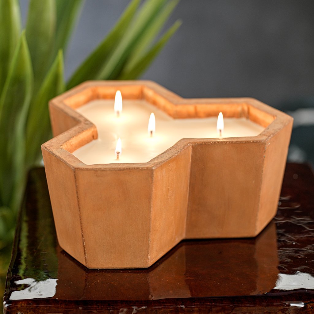 San Juan Honeycomb Concrete Outdoor Scented Candle - Terracotta