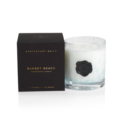 AG Opal Glass Candle - White & Blue - Sunset Beach - Candles by Carlyle Avenue