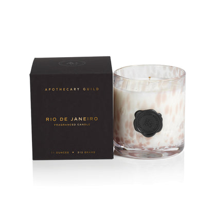 AG Opal Glass Candle - White & Taupe - Rio de Janeiro - Candles by Carlyle Avenue