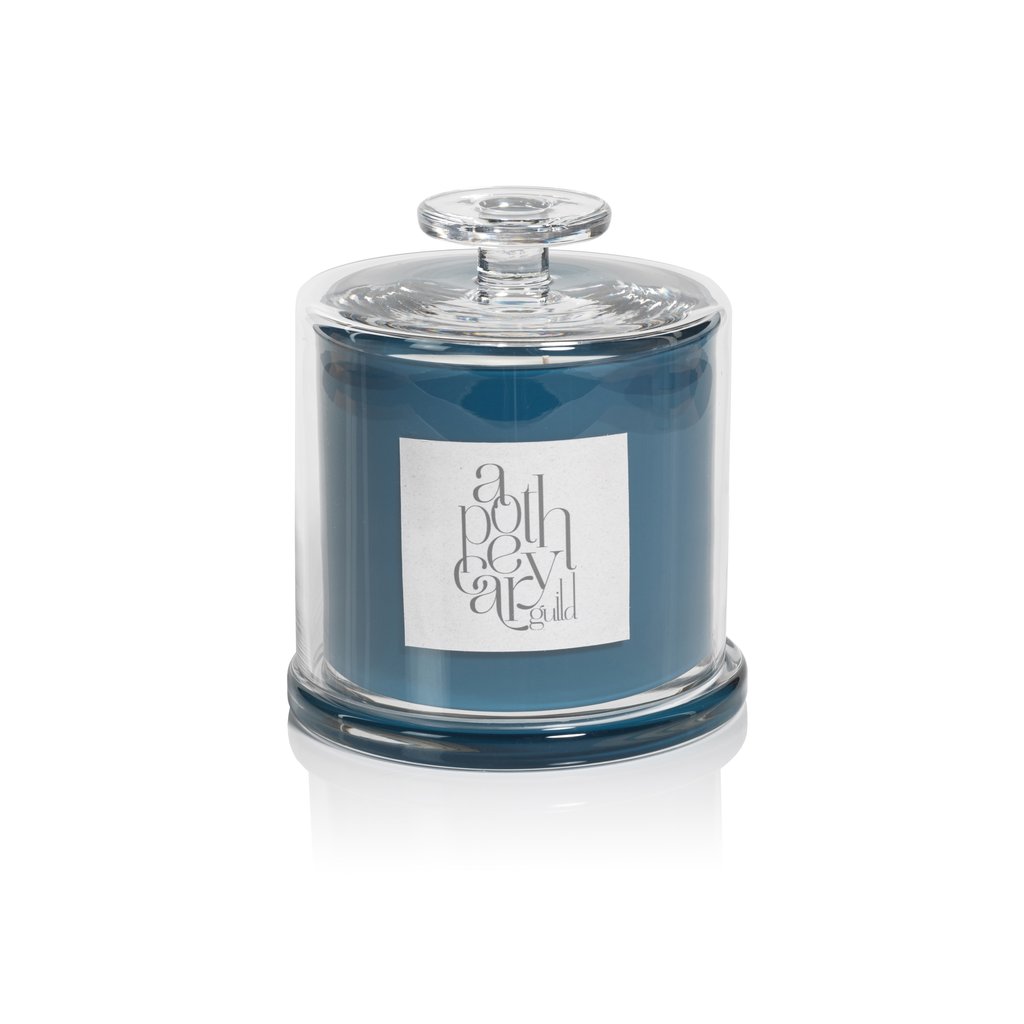 Zodax Apothecary Guild Scented Candle Jar with Glass Dome - Blue / Large