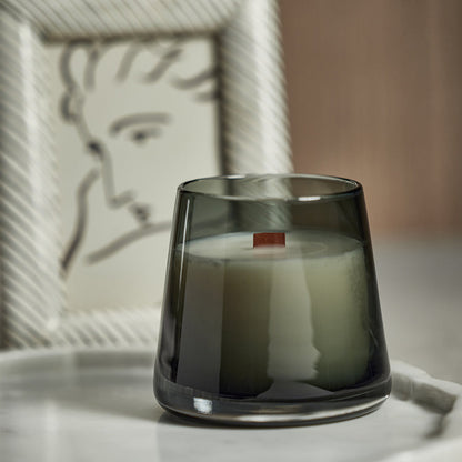Smoke Glass Candle Jar w/Wood Wick - Candles by Carlyle Avenue