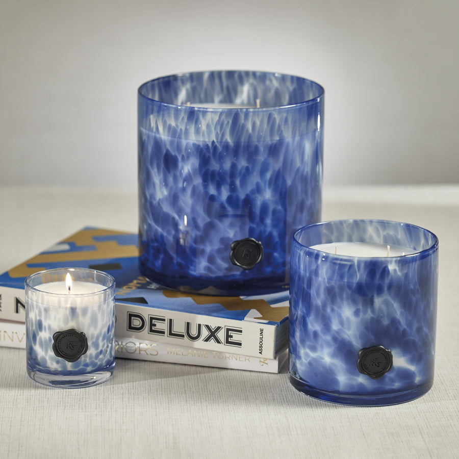 AG Opal Glass Candle - Clear & Dark Blue - Candles by Carlyle Avenue