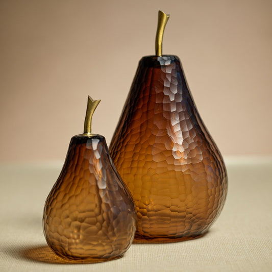 Decorative Amber Cut Glass Pear - Decorative Accessories by Carlyle Avenue