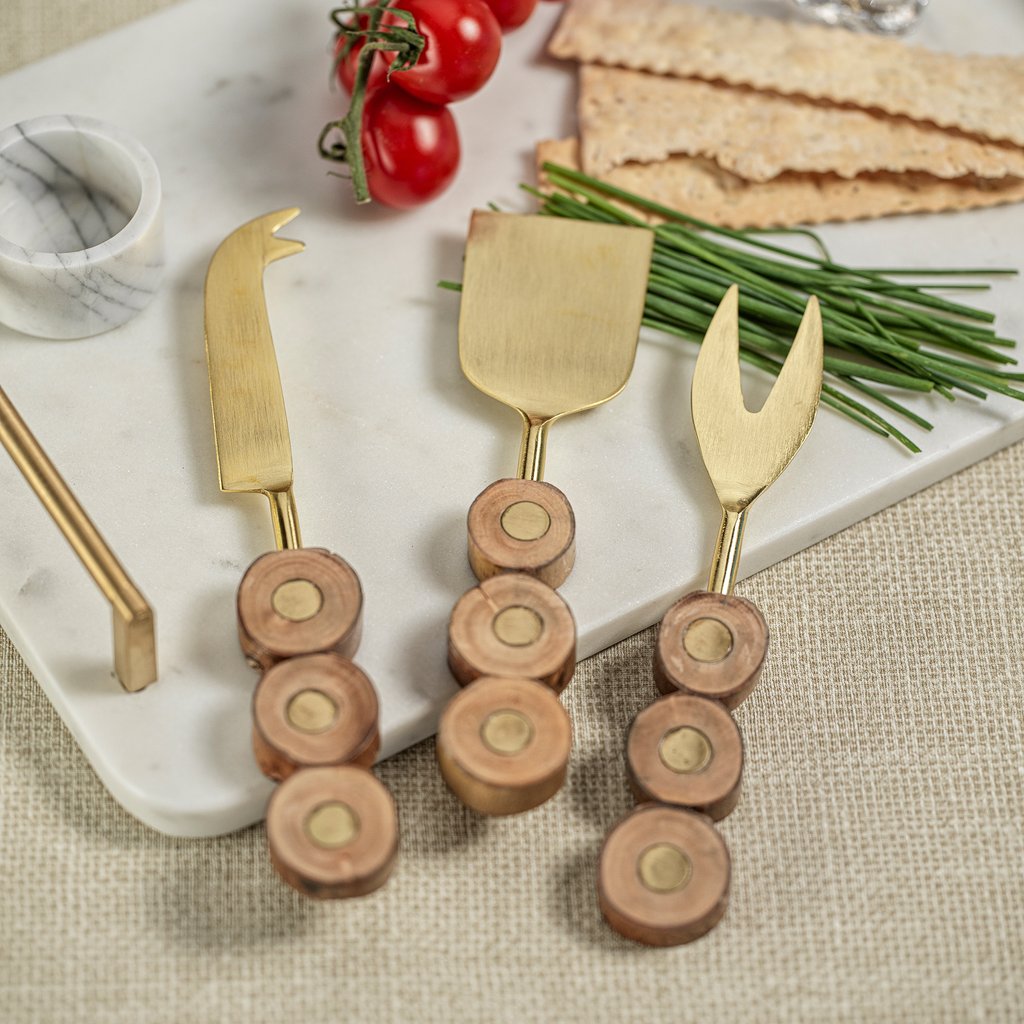 South Bay Metal & Wood 3-Piece Cheese Tool Set