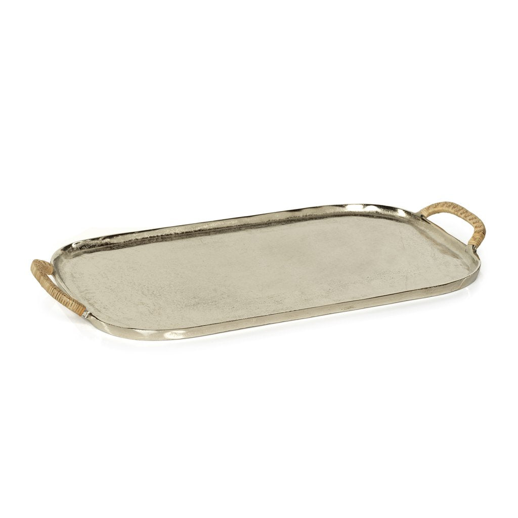 Mendocino Aluminum Tray with Rattan Wrapped Handles