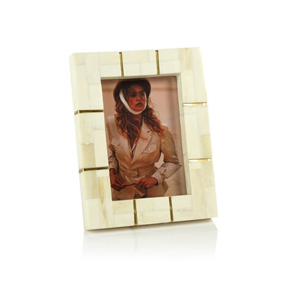 St. Ives Bone Inlaid Photo Frame with Brass Trim - Natural - Picture Frames by Carlyle Avenue