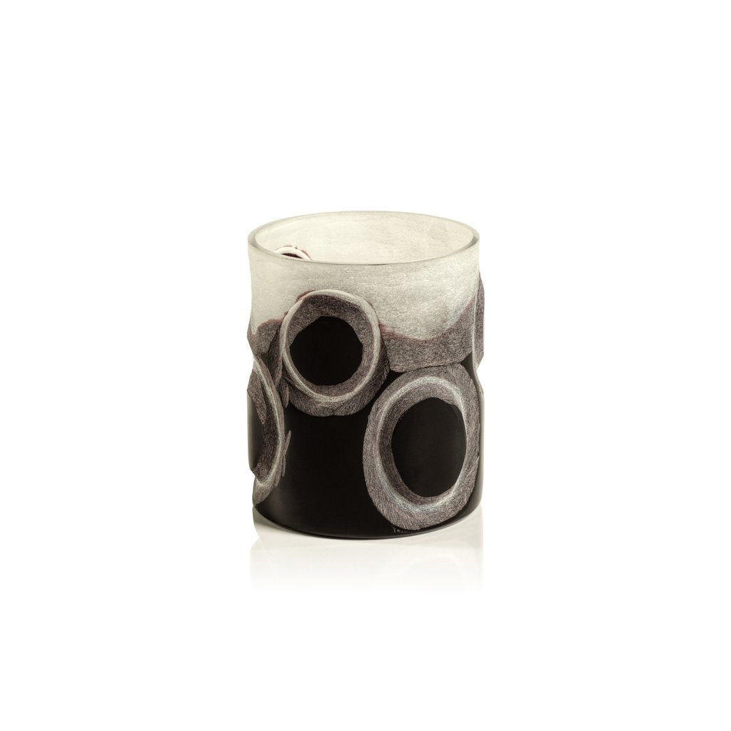 Black Agate Design on Glass Tealight Holder