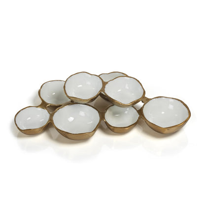 Small Cluster of Eight Serving Bowls - Gold & White - Serveware by Carlyle Avenue