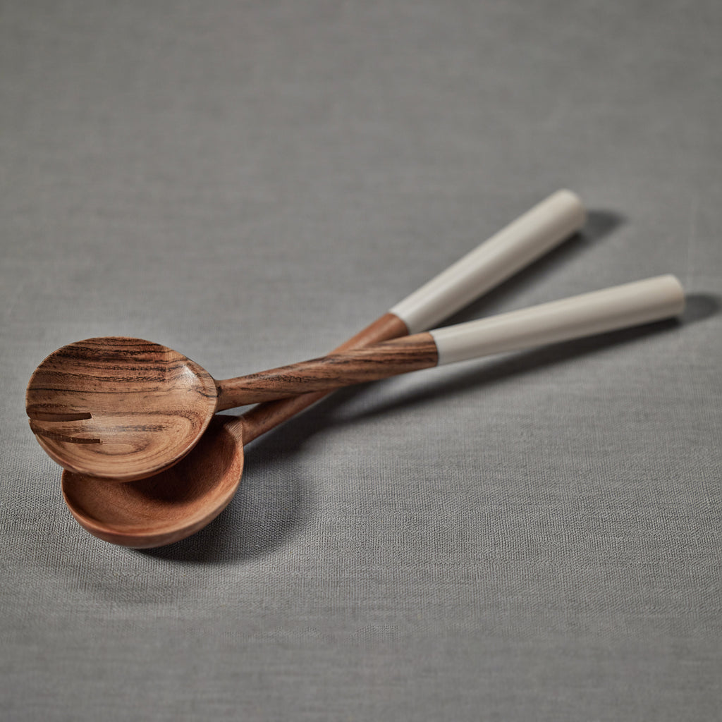  Set Wooden Salad Spoons, Salad Tongs for Serving