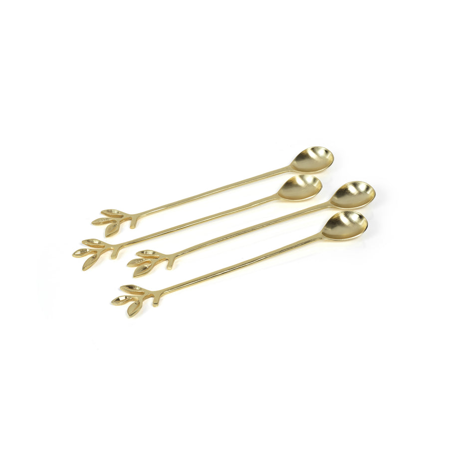 Leaves Cocktail Spoons - Gold - Set of 4