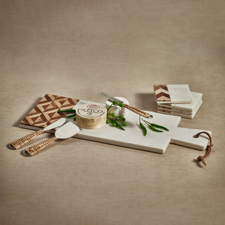 Milan Marble with Chevron Design Wood Cheese Board - Tray by Carlyle Avenue