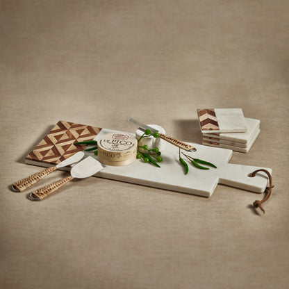 Milan Marble with Chevron Design Wood Cheese Board - Tray by Carlyle Avenue