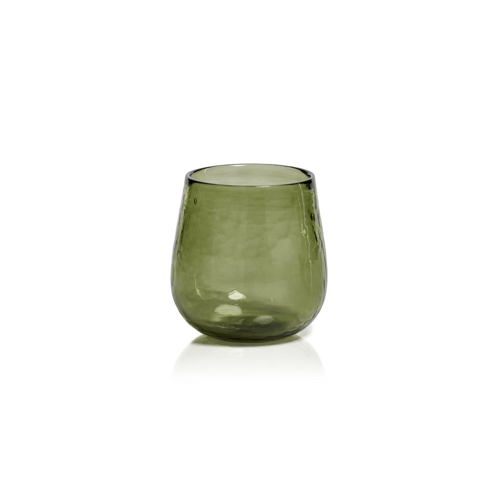 Artisan Hammered Stemless Glass - Green - Set of 4
