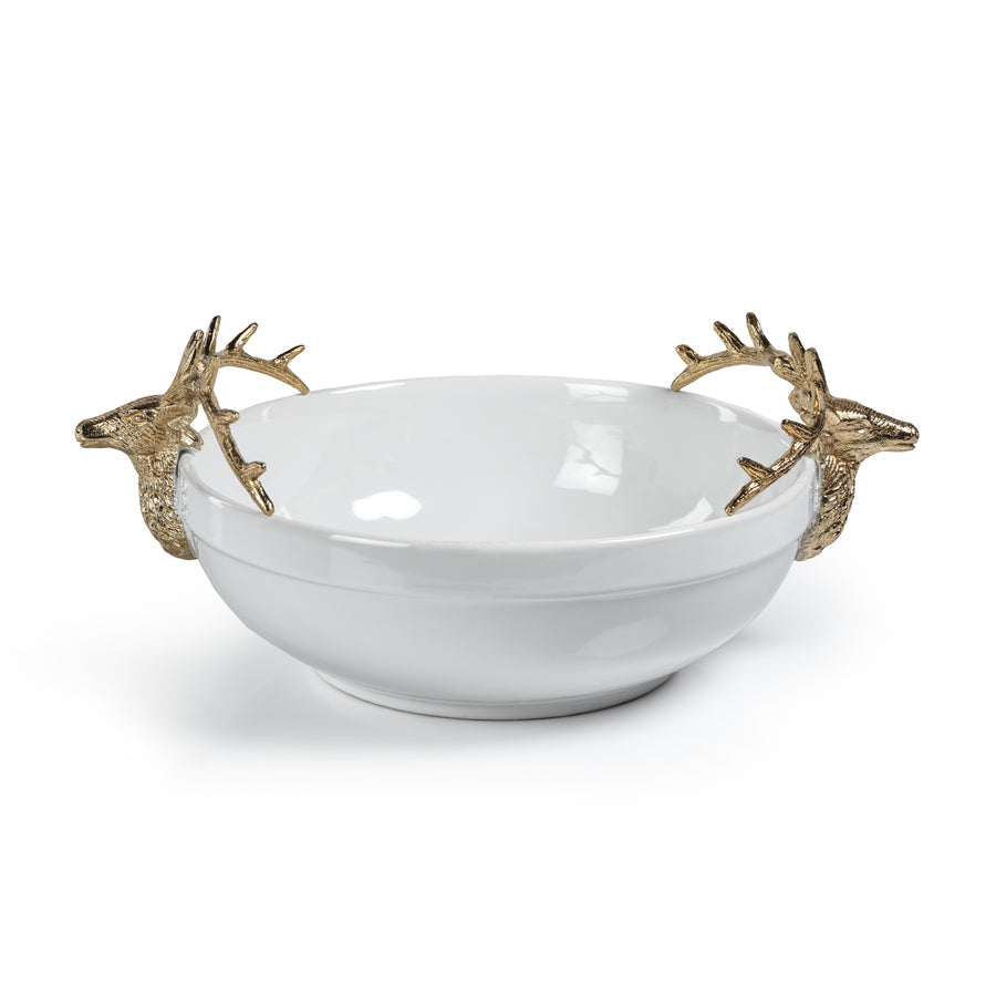 Aspen Ceramic Bowl w/Gold Stag Head