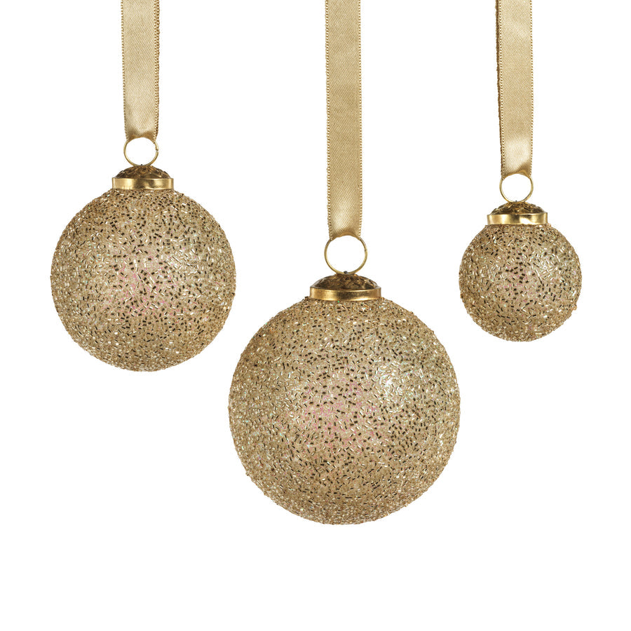 Beaded Glass Ornament - Gold