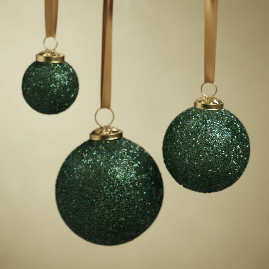 Beaded Glass Ornament - Green