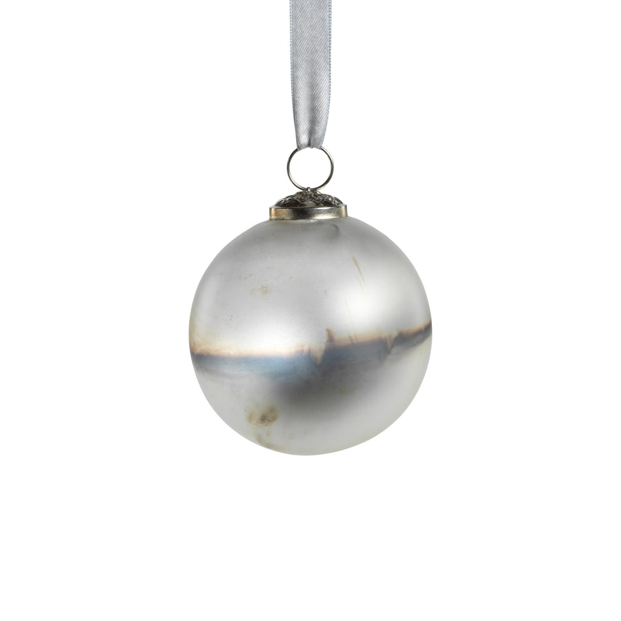 Ombre Glass Ornament - Matte Silver