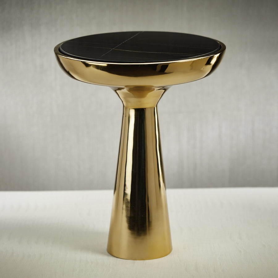 Soho Accent Table - Black Marble on Gold Base