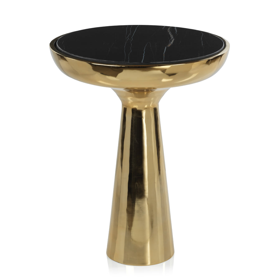 Soho Accent Table - Black Marble on Gold Base