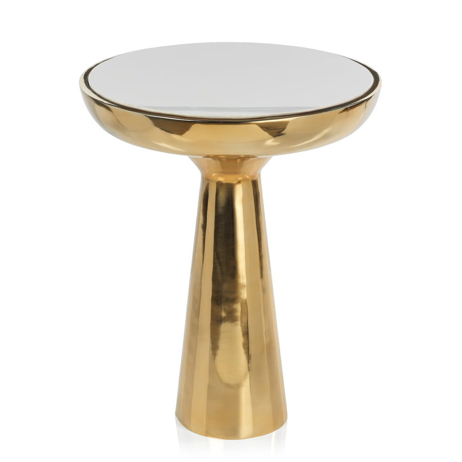 Soho Accent Table - White Marble on Gold Base